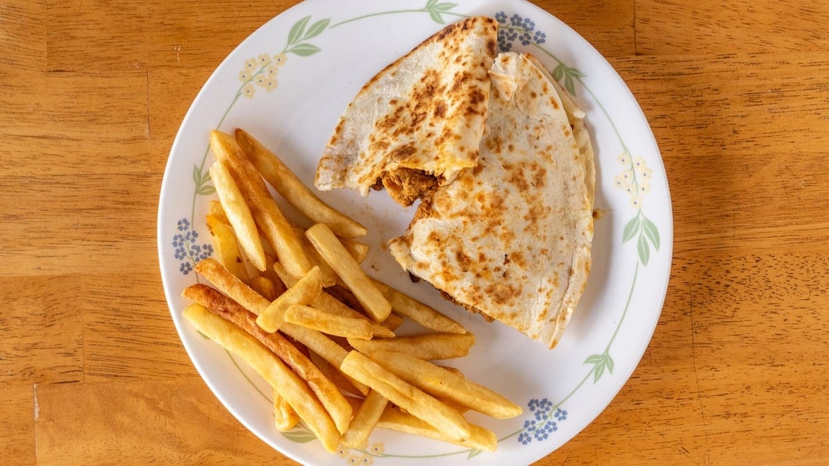 Kid's Sized Chicken Quesadilla.